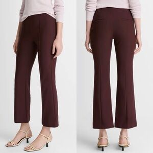 Vince Pintuck Pleat Crop Flare Pants Kick Boot In Oxblood Plum Color Woman’s 8